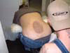 An over-the-shoulder view as Jay finishes the outlining.